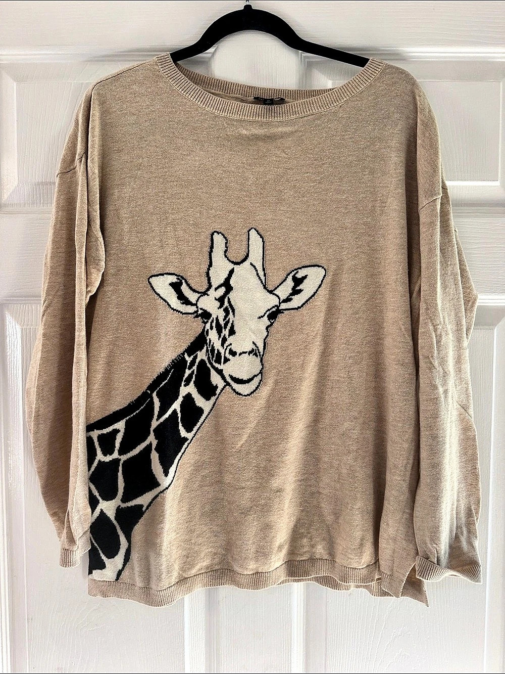 Talbots Giraffe Intarsia Knit Sweater Beige Size Medium